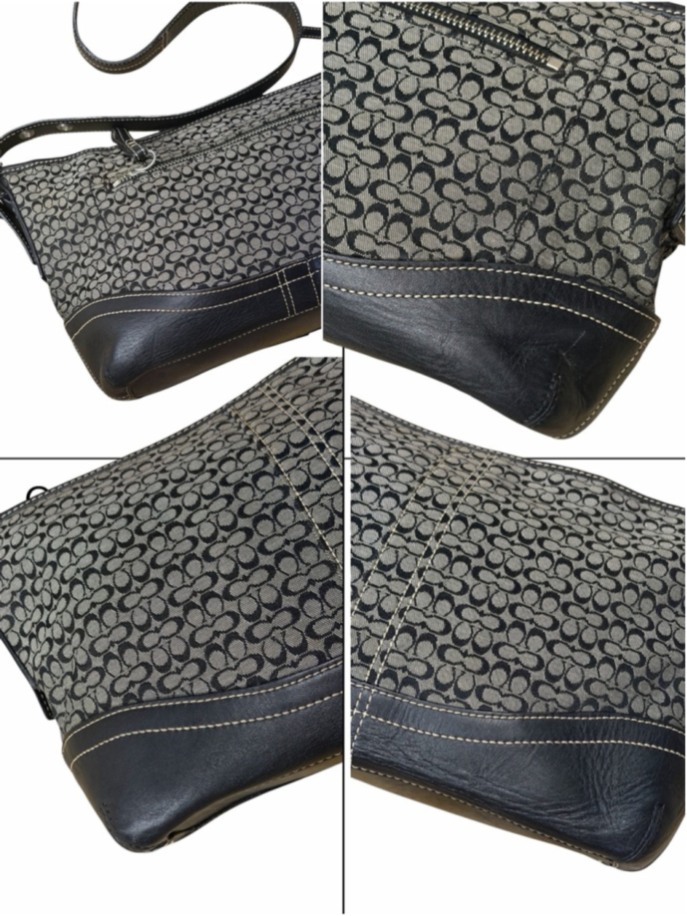 Coach Black/Gray Signature C Monogram Y2K Jacquard Soho Hobo Shoulder Bag - Picture 8 of 16
